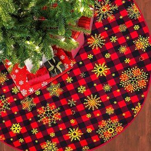 NEW 48 Inches Buffalo Plaid Christmas Tree Skirt
